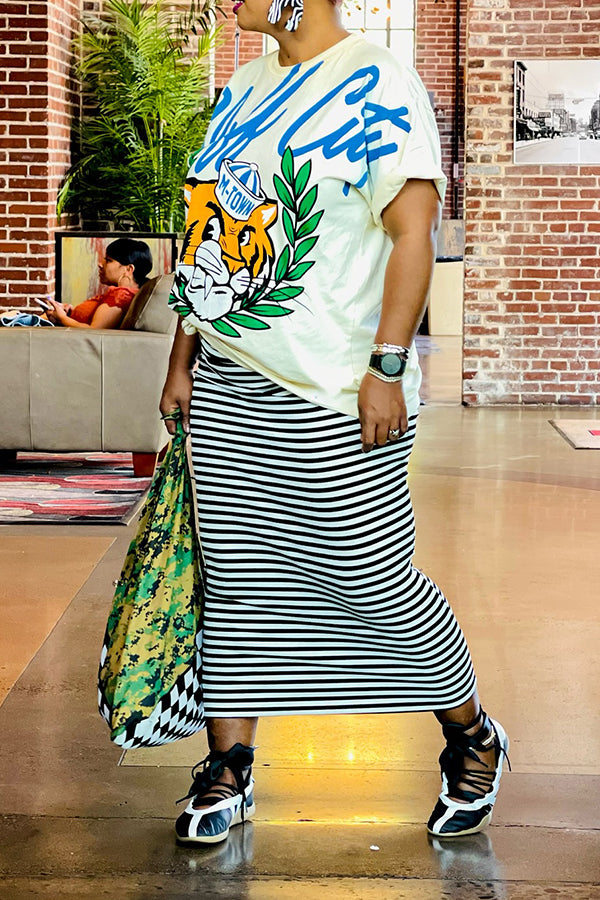 Street Short Sleeved Tiger Letter Print T-shirt*