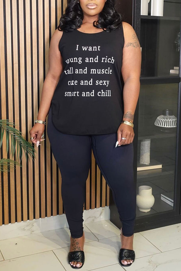 Casual Simple Slogan Print Vest*