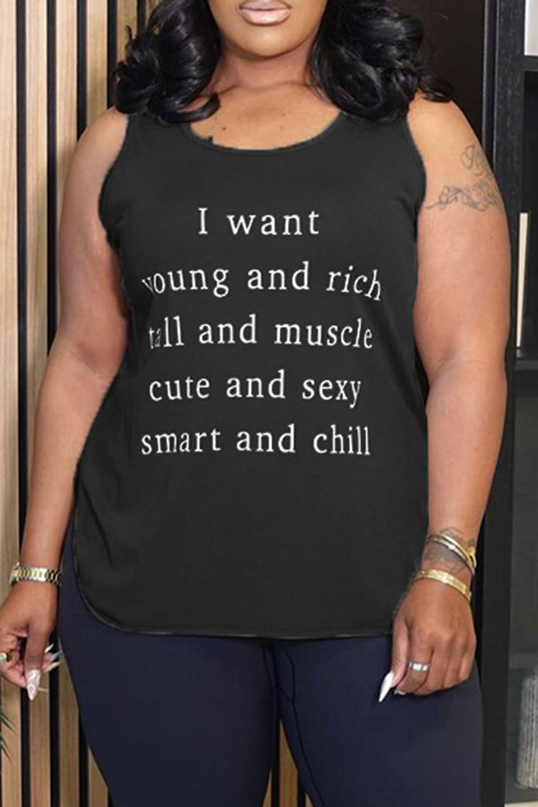 Casual Simple Slogan Print Vest*