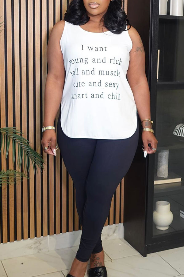 Casual Simple Slogan Print Vest*