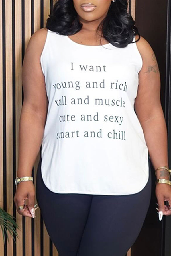 Casual Simple Slogan Print Vest*