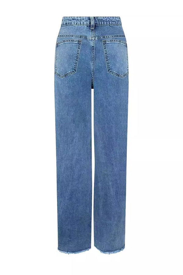 Fashion Personality Ripped Straight Jeans*