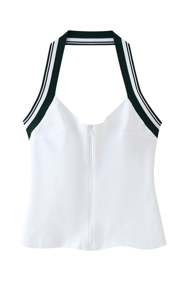 Fashionable Striped Ribbed Halter Vest*