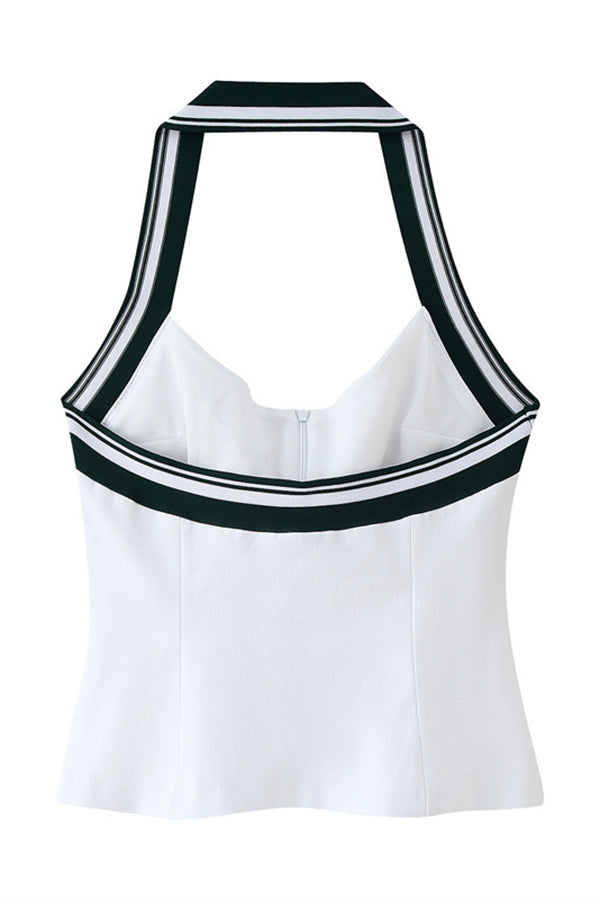 Fashionable Striped Ribbed Halter Vest*