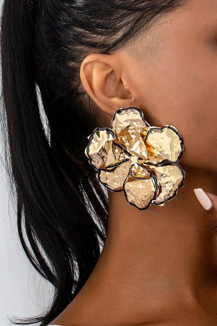 Holiday Style Oil Drop Metal Exaggerated Enamel Floral Earrings*