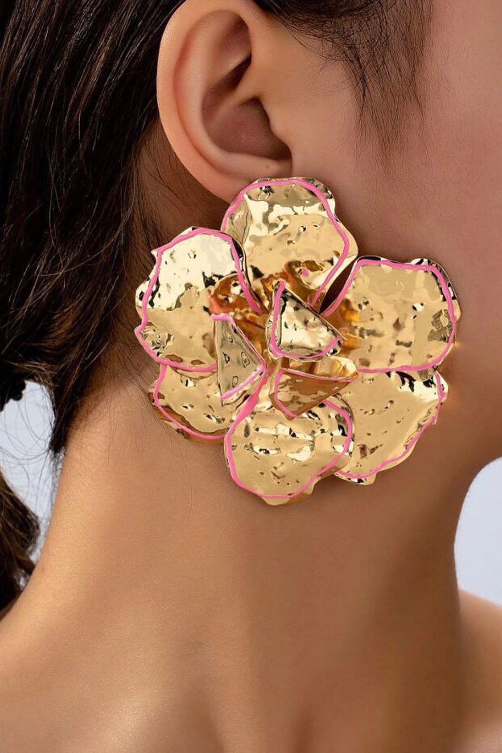 Holiday Style Oil Drop Metal Exaggerated Enamel Floral Earrings*