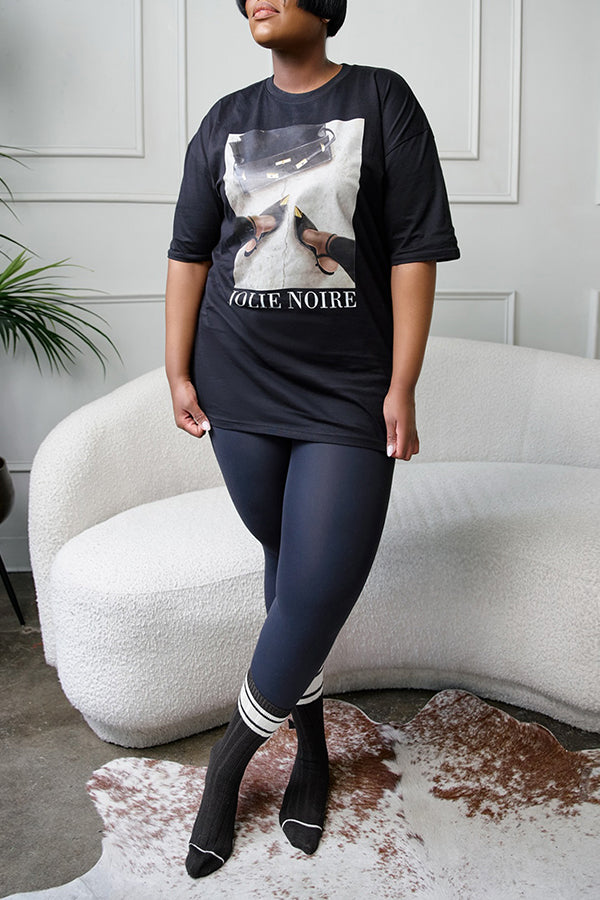 Casual Urban Office Bag High Heels Printed T-shirt*