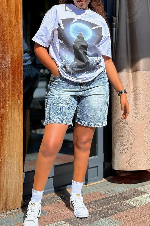 Casual Gothic Printed Short Sleeve T-shirt*