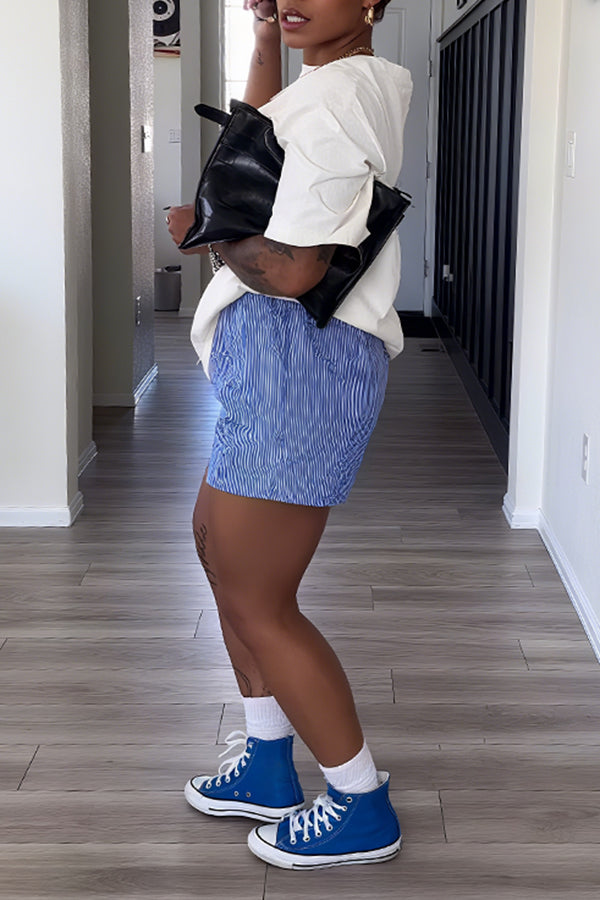 Casual Tropical Fruit Lettering Printed Short Sleeve T-shirt*