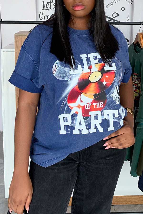 Casual Music Festival Cd Letter Printed T-shirt*