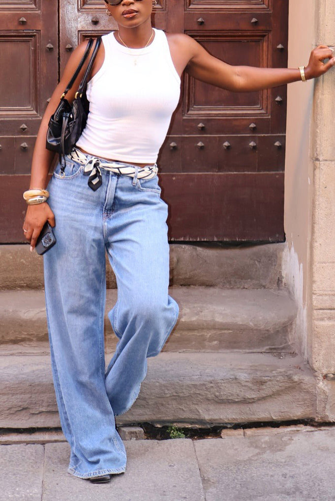 Casual Simple Straight Bleached Jeans*