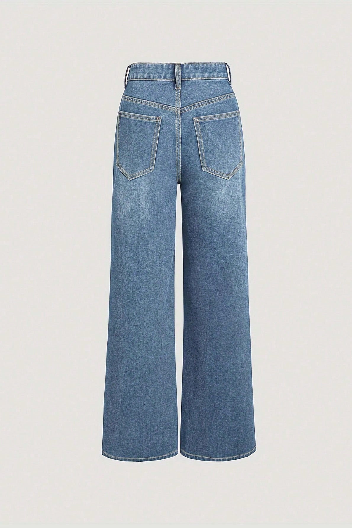 Fashionable Oblique Button Asymmetric Waist Jeans*