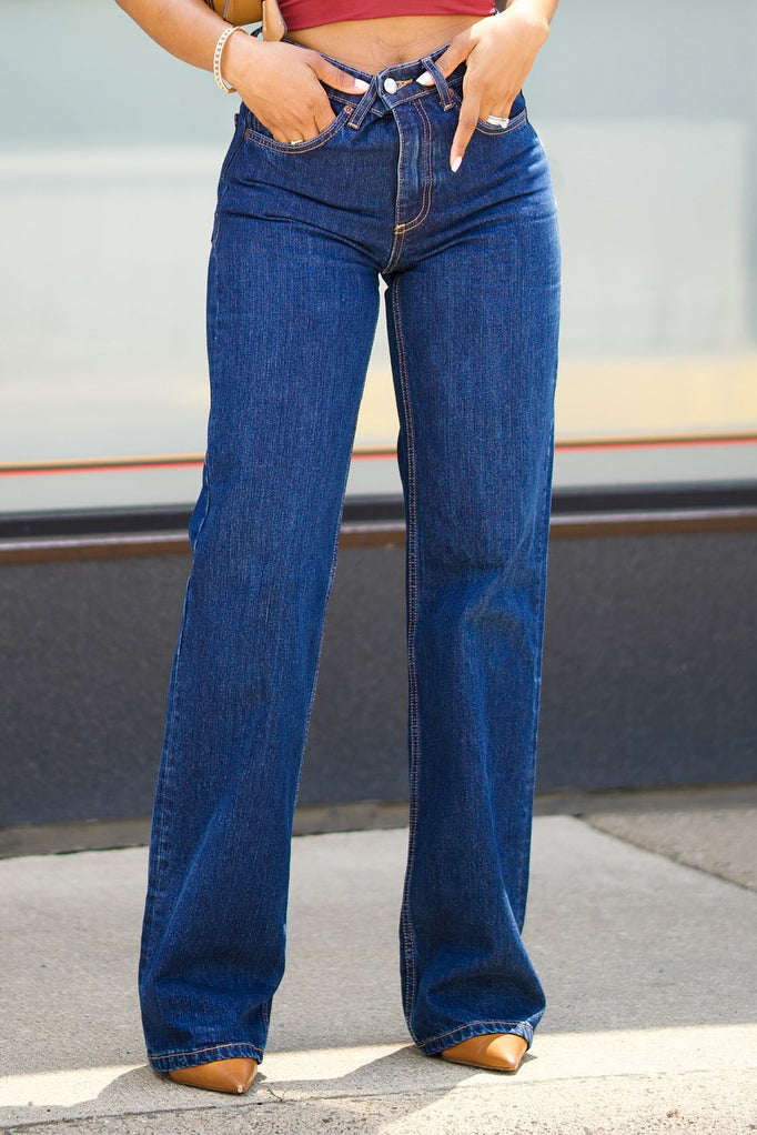 Casual Simple Washed Straight Jeans*