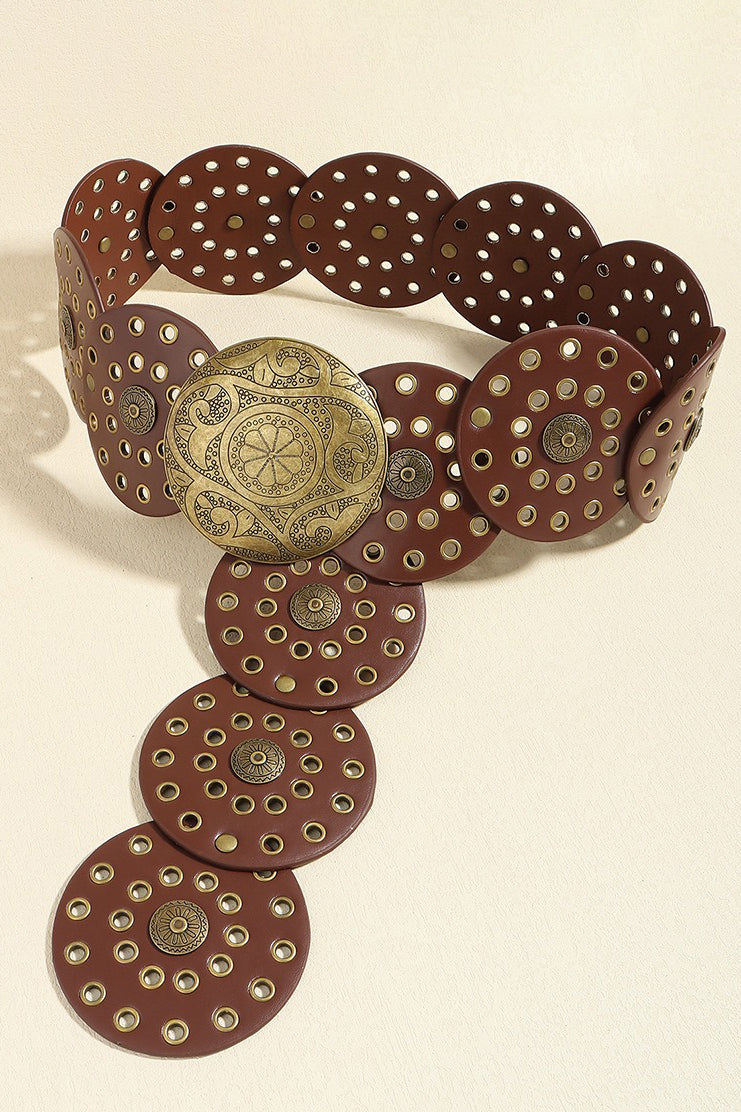 Western Style Eyelet Metal Pattern Belt*
