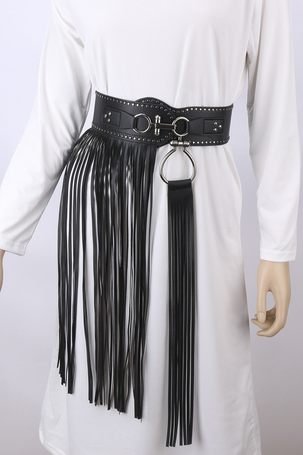 Western Style Metal Rivet Tassel Belt*