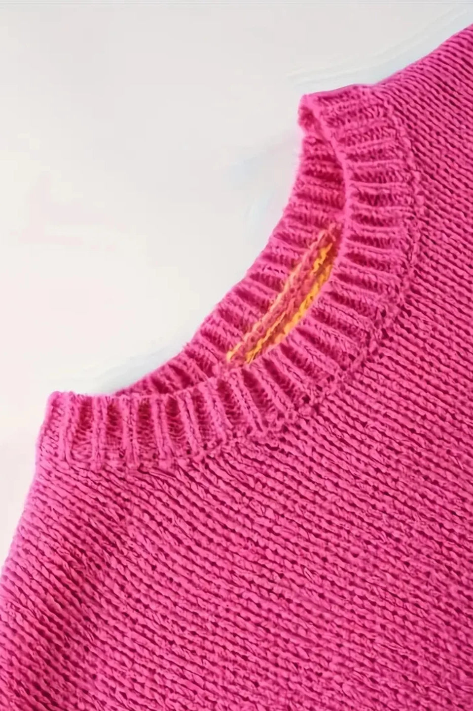 Casual Contrast Color Slit Sweater*