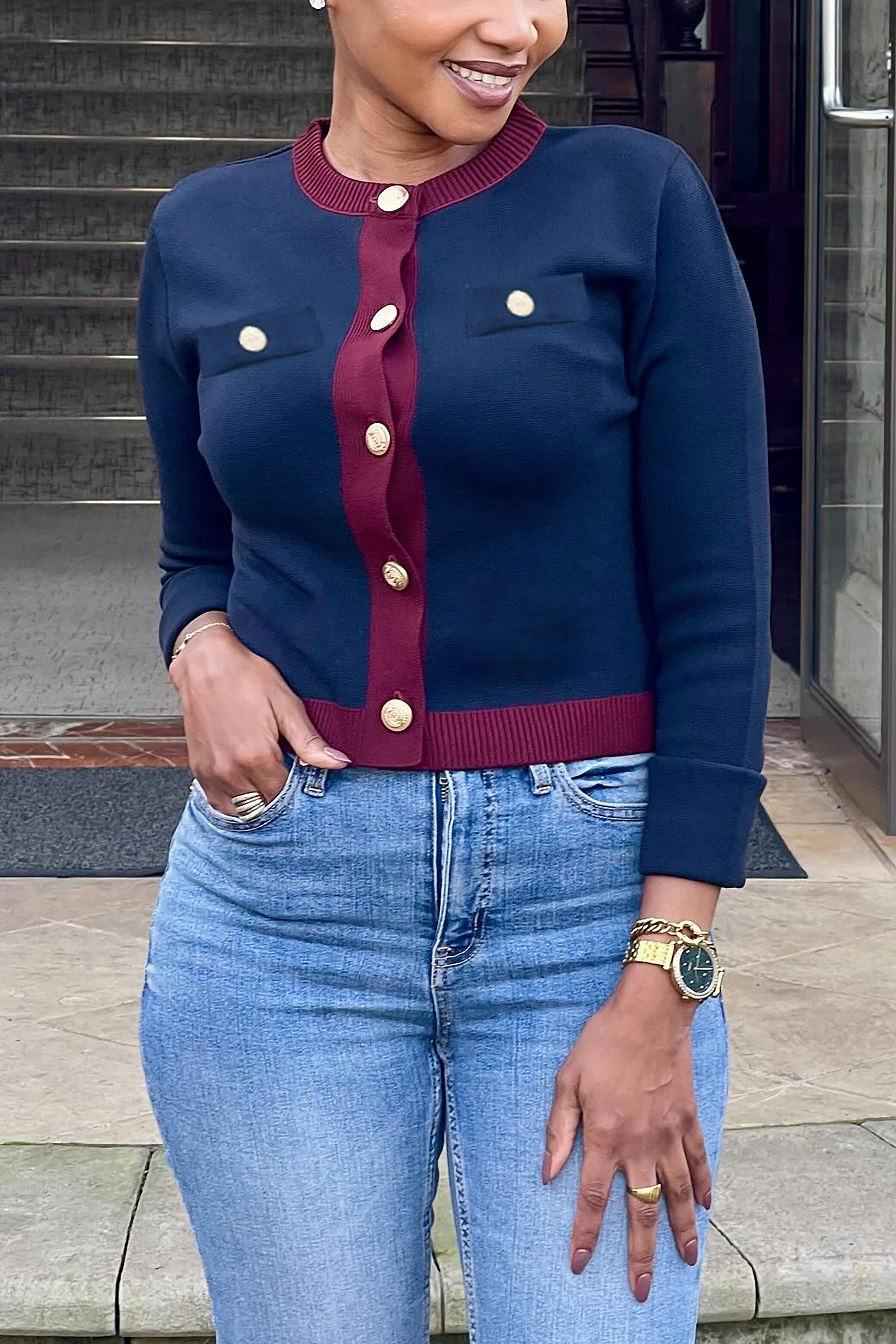 Chanel Style Gold Button Sweater*