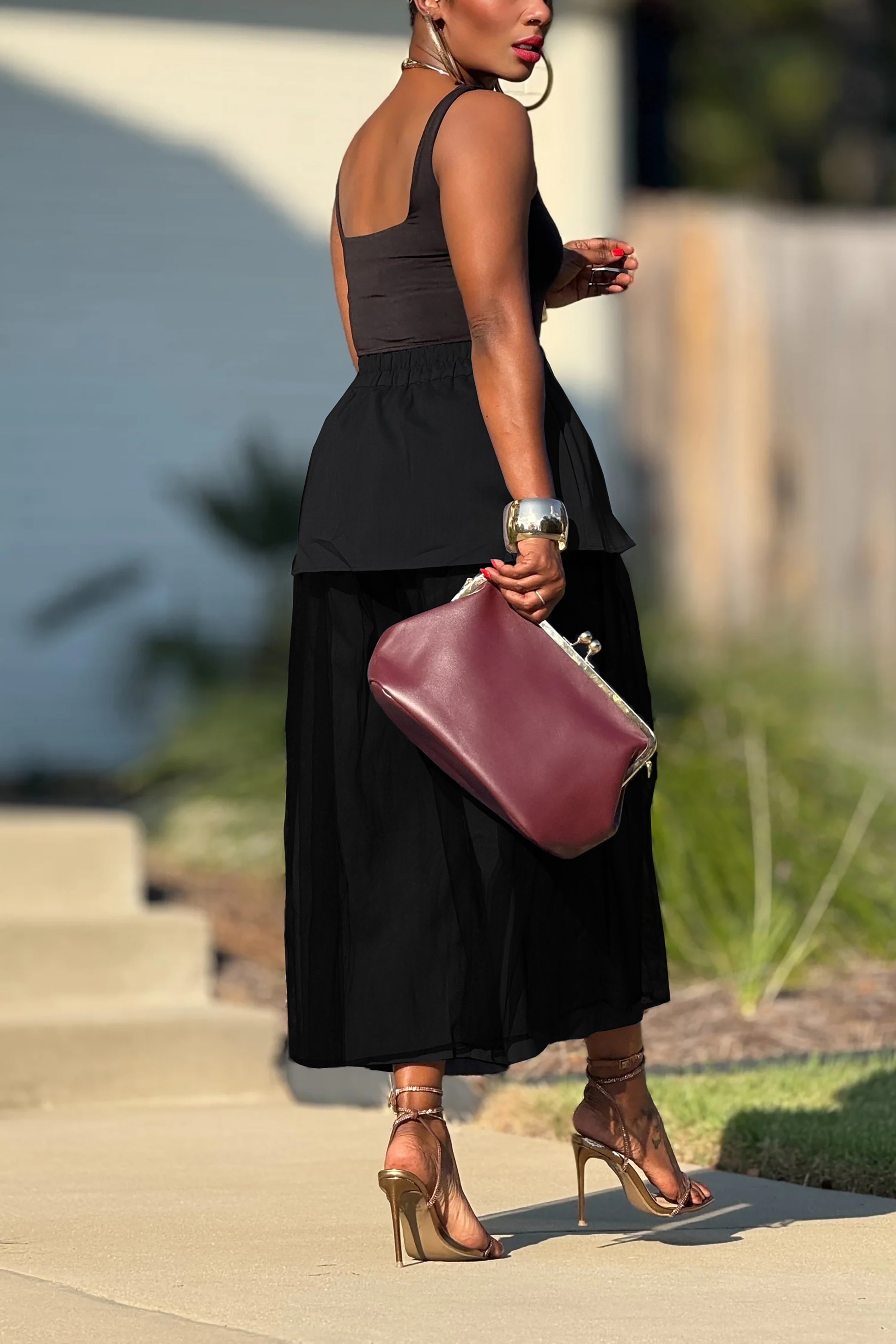 Casual Splicing Mesh Wide Leg Pants*