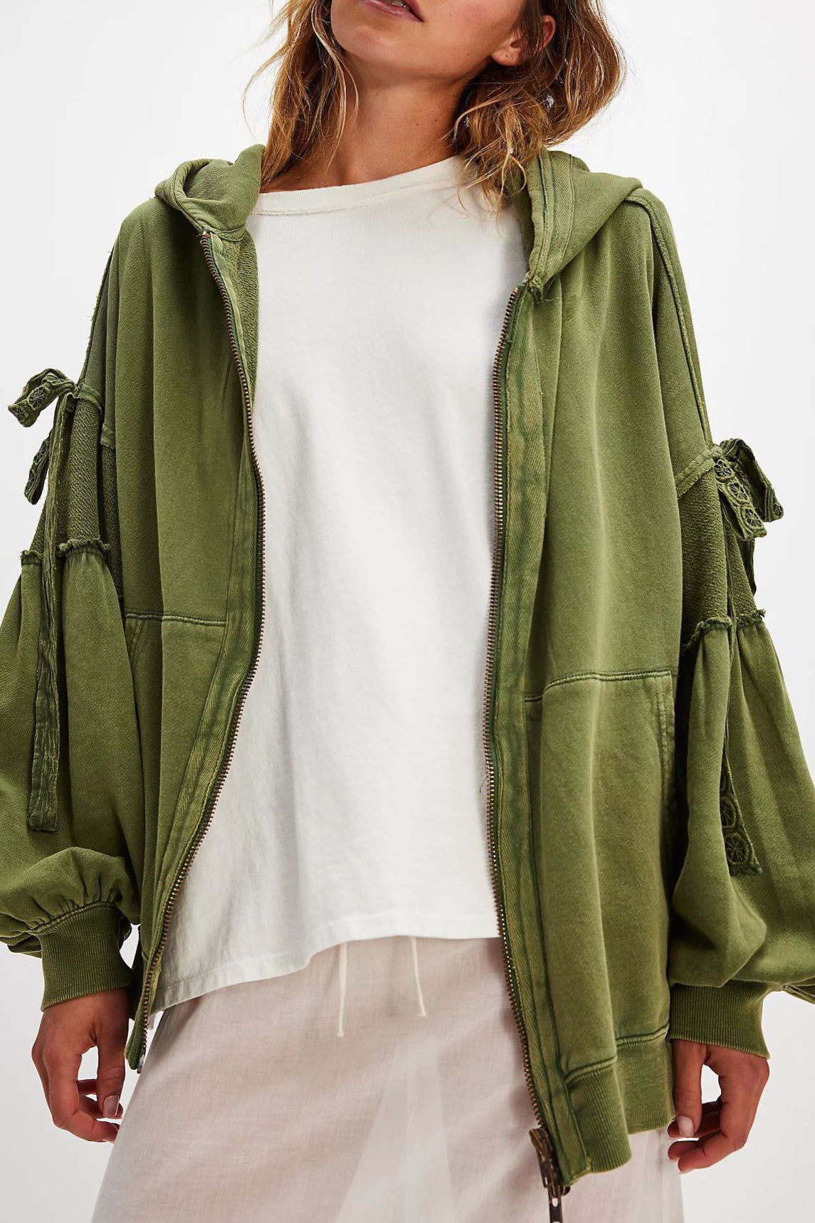 Casual Loose Lace Zipper Hoodie*