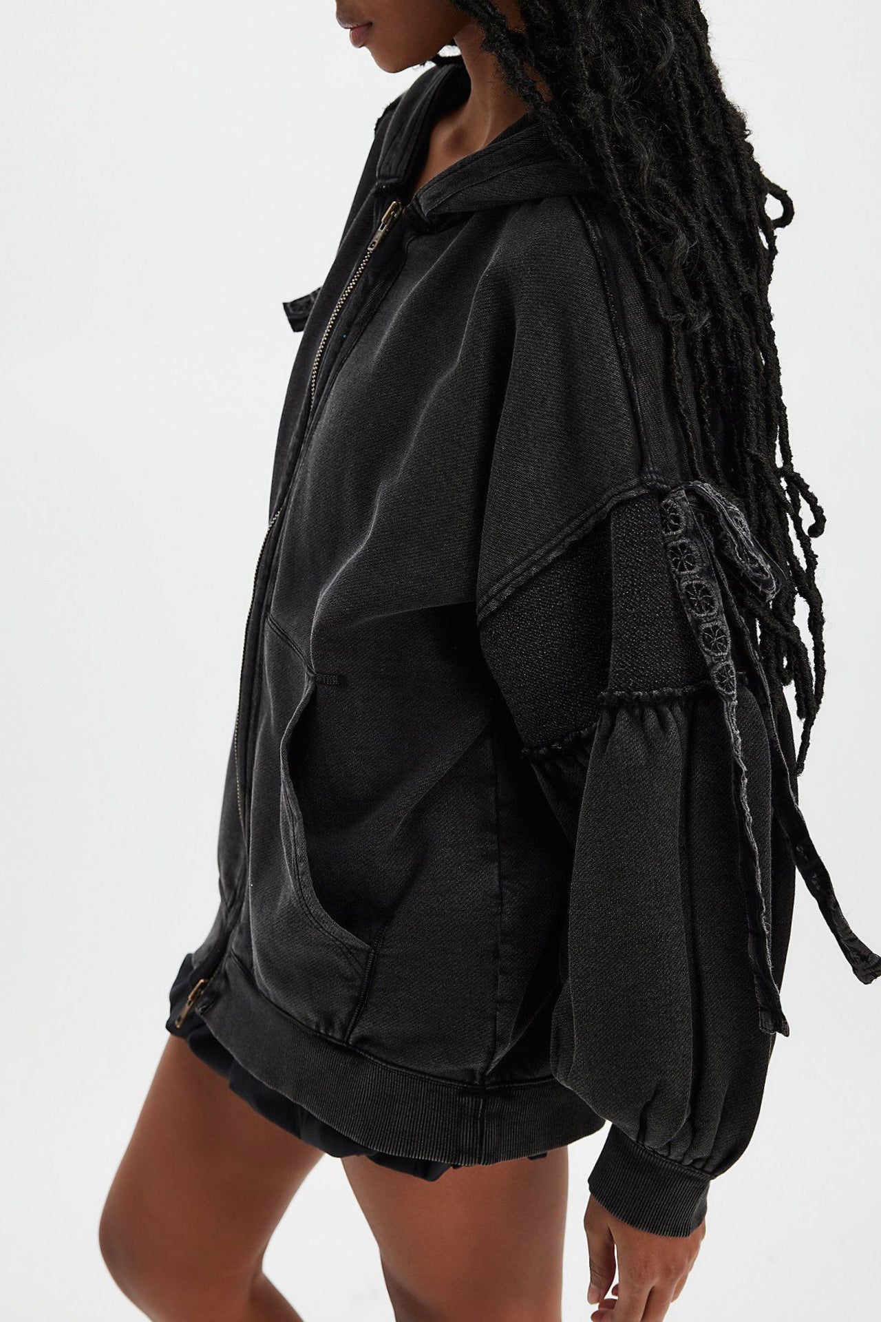 Casual Loose Lace Zipper Hoodie*