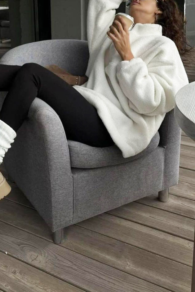 Casual Solid Zipper Neck Lambskin Pullover Sweatshirt*