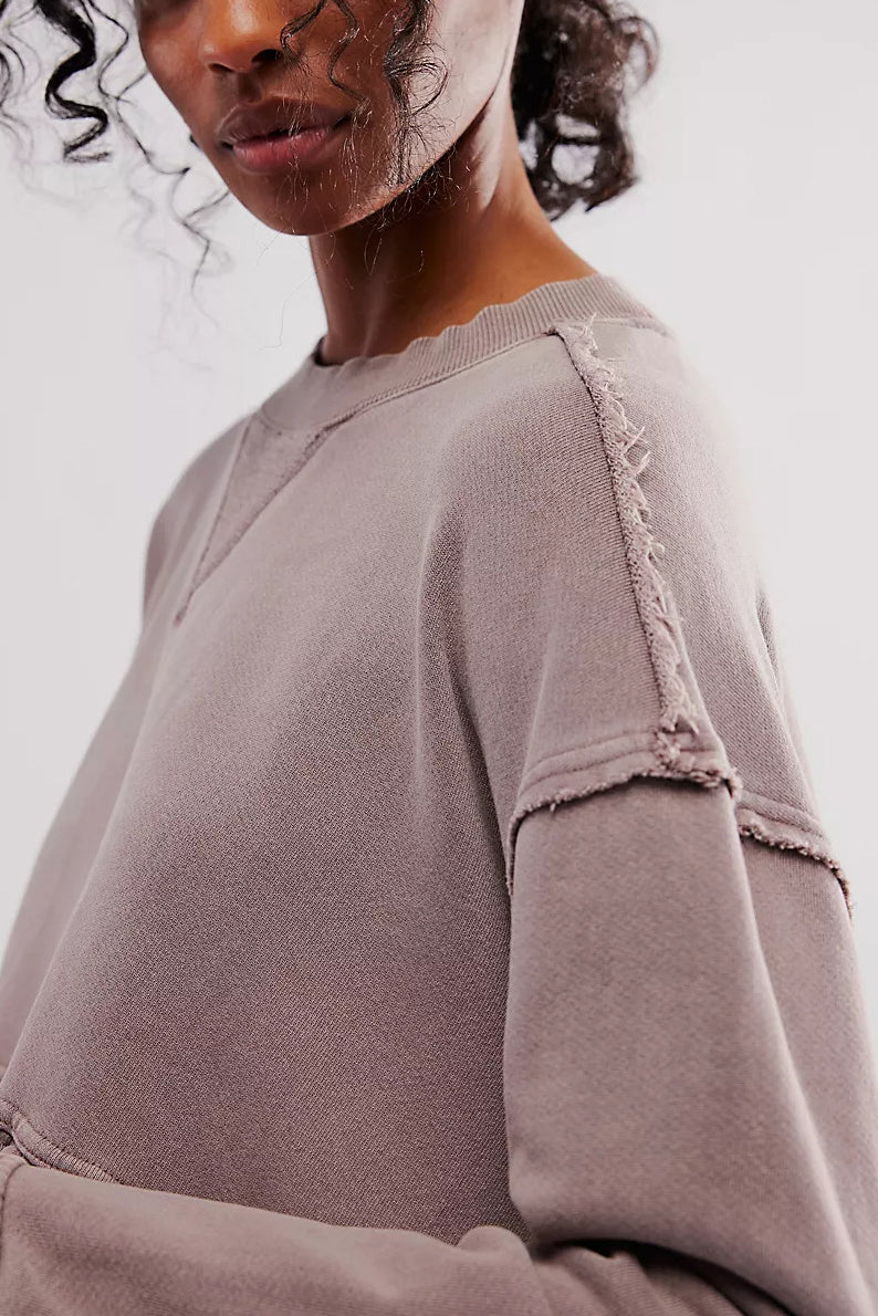 Casual Loose Distressed Ruffled Cuffs Sweatshirt*