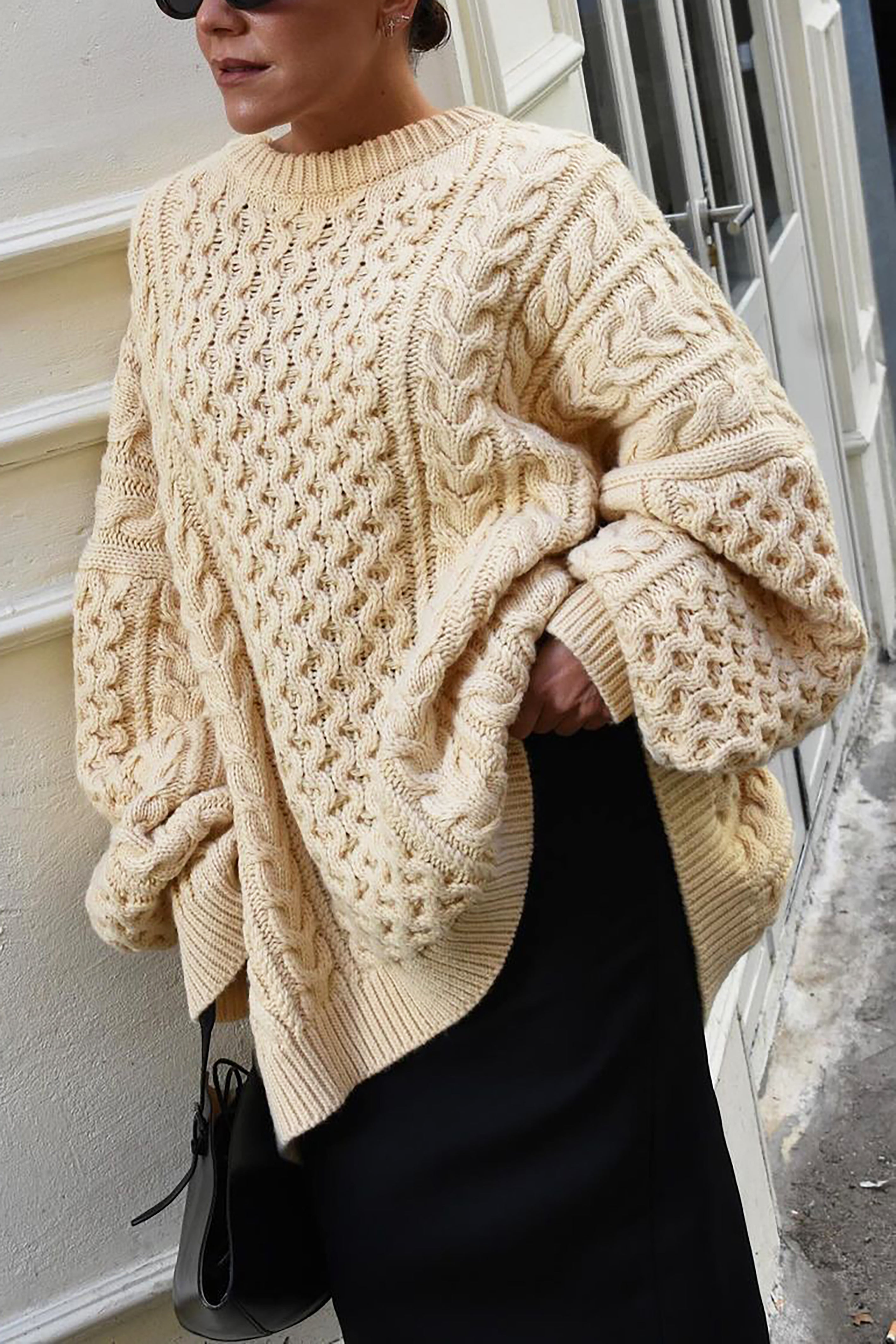 Lazy Style Loose Cable Knit Long Sleeved Sweater*