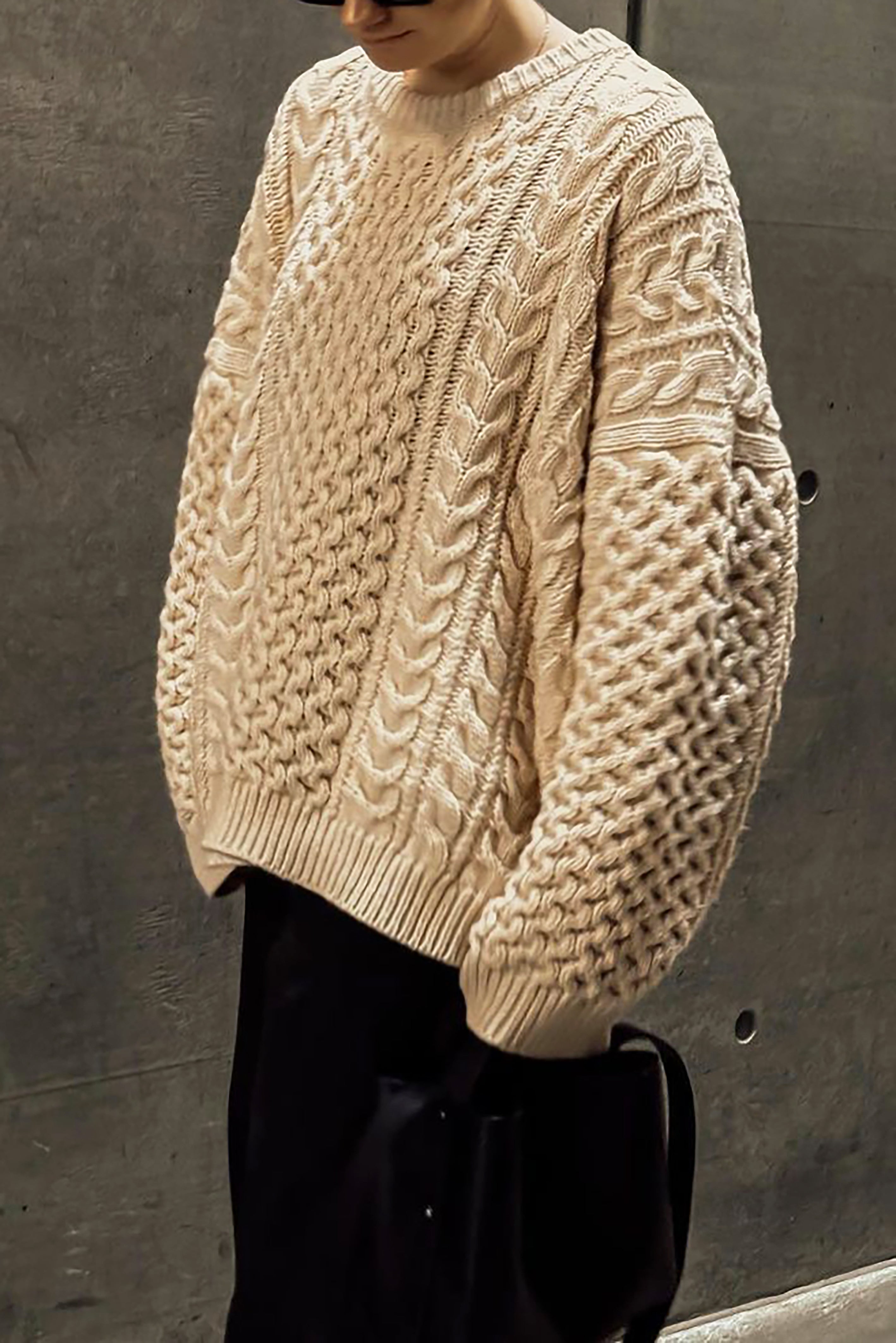Lazy Style Loose Cable Knit Long Sleeved Sweater*