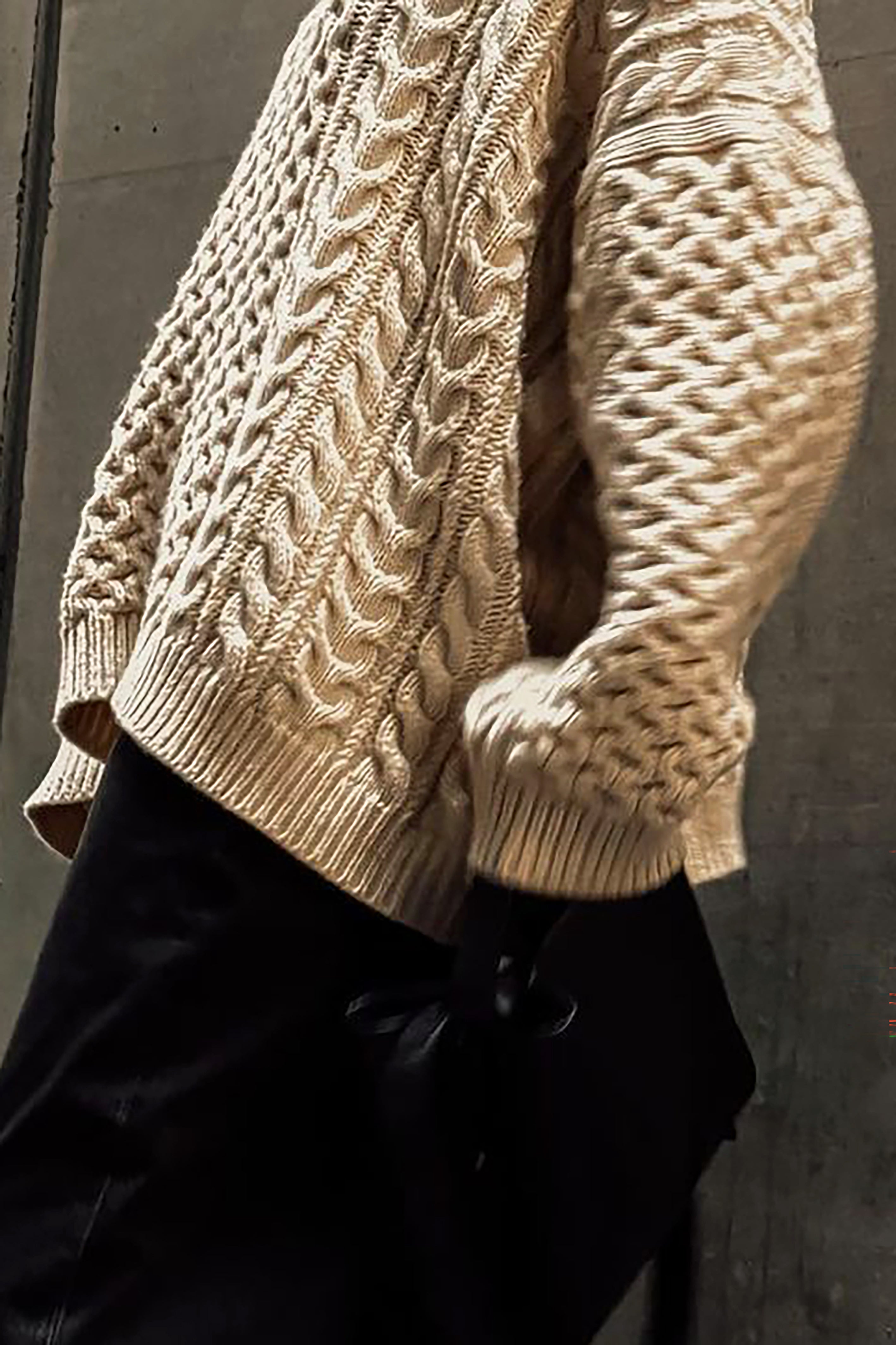 Lazy Style Loose Cable Knit Long Sleeved Sweater*