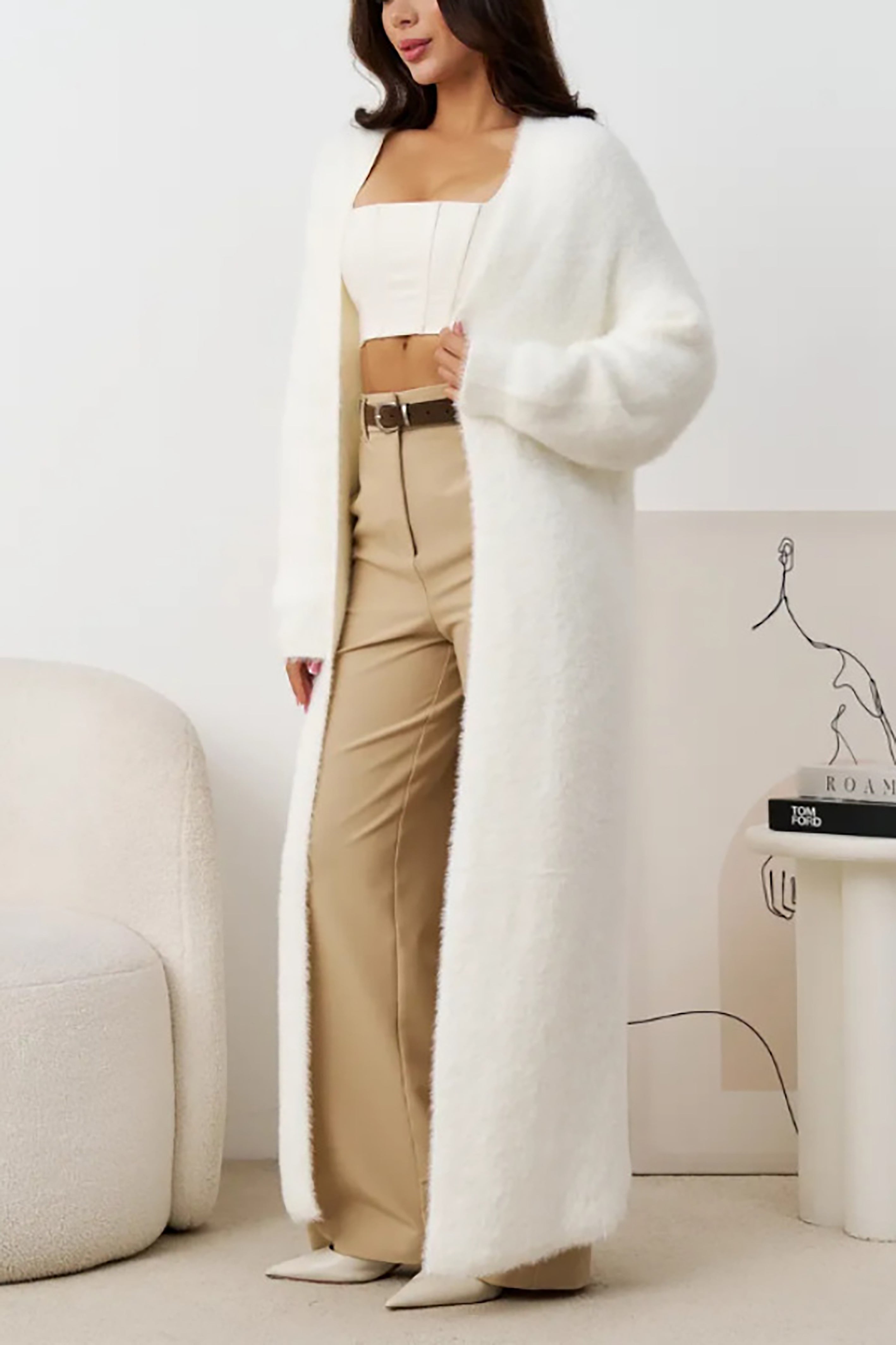 Lazy Style Long Rabbit Fur Cardigan*