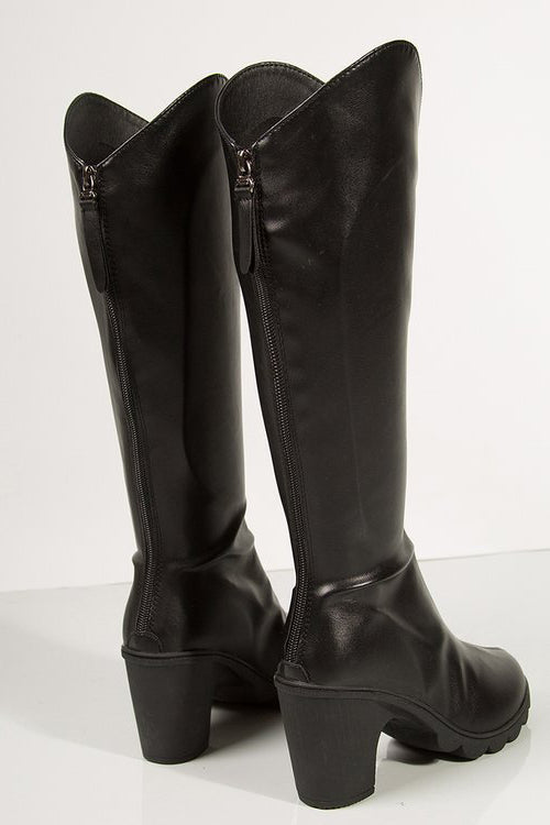 Fashionable Pu Chunky Heel Boots*