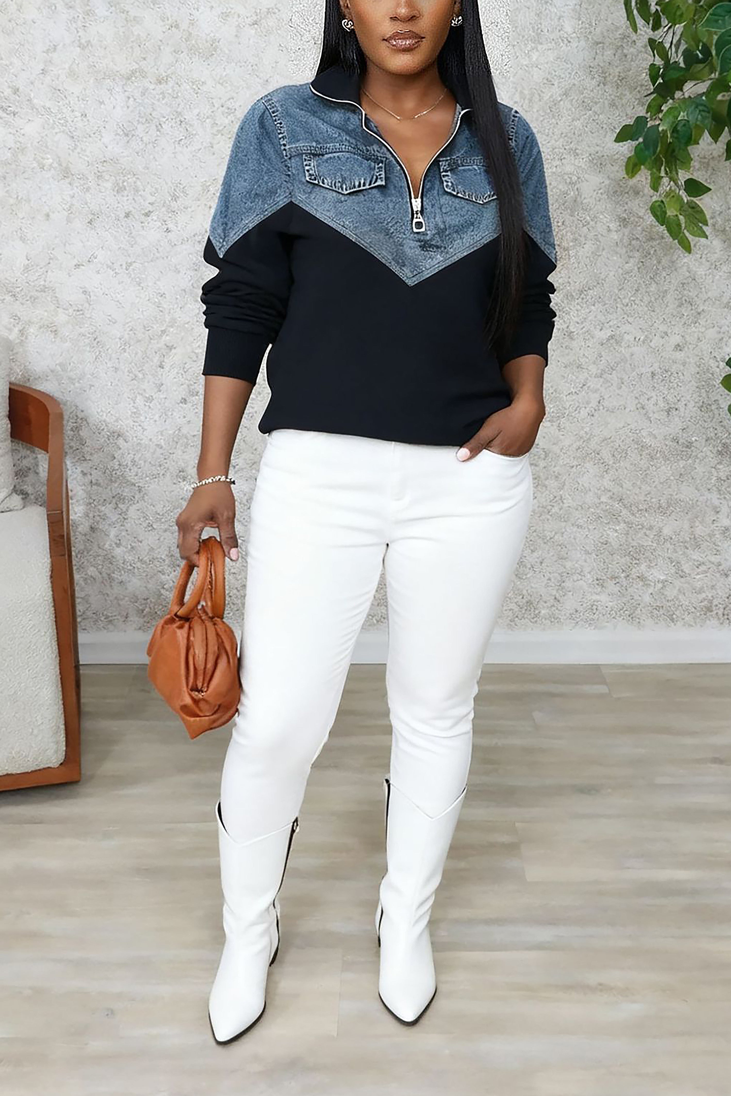 Casual Half Zip Flap Sweatshirt*