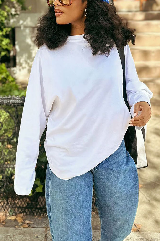 Casual Simple Cotton Long Sleeved T-shirt*