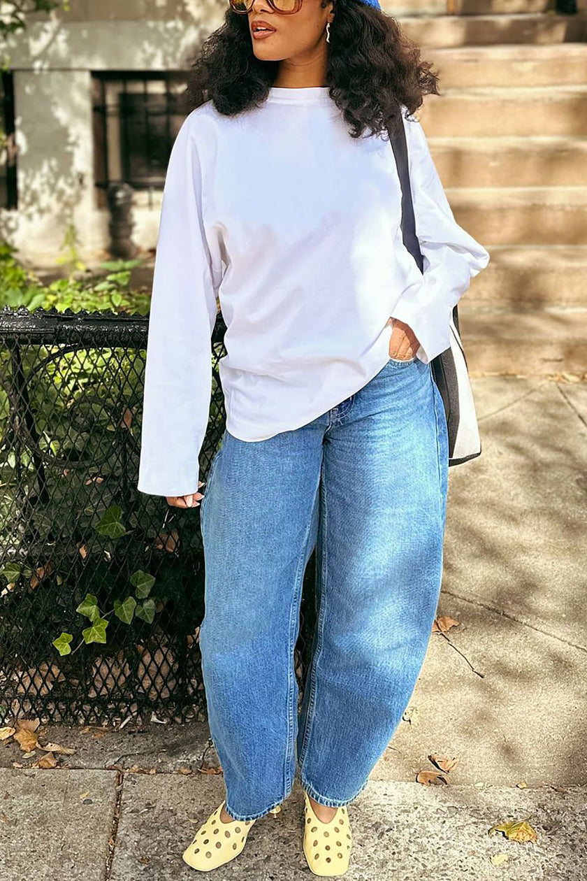 Casual Simple Cotton Long Sleeved T-shirt*