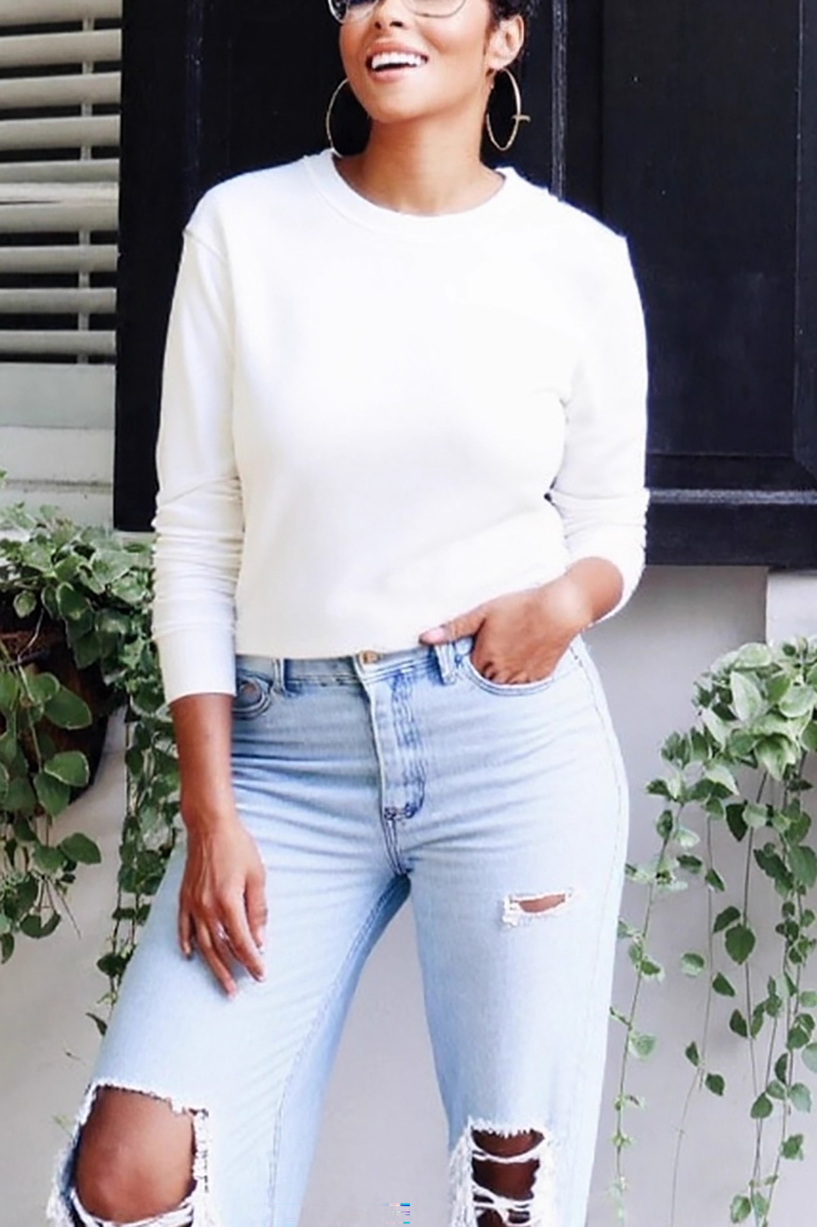 Basic Solid Round Neck Mid Length Top*