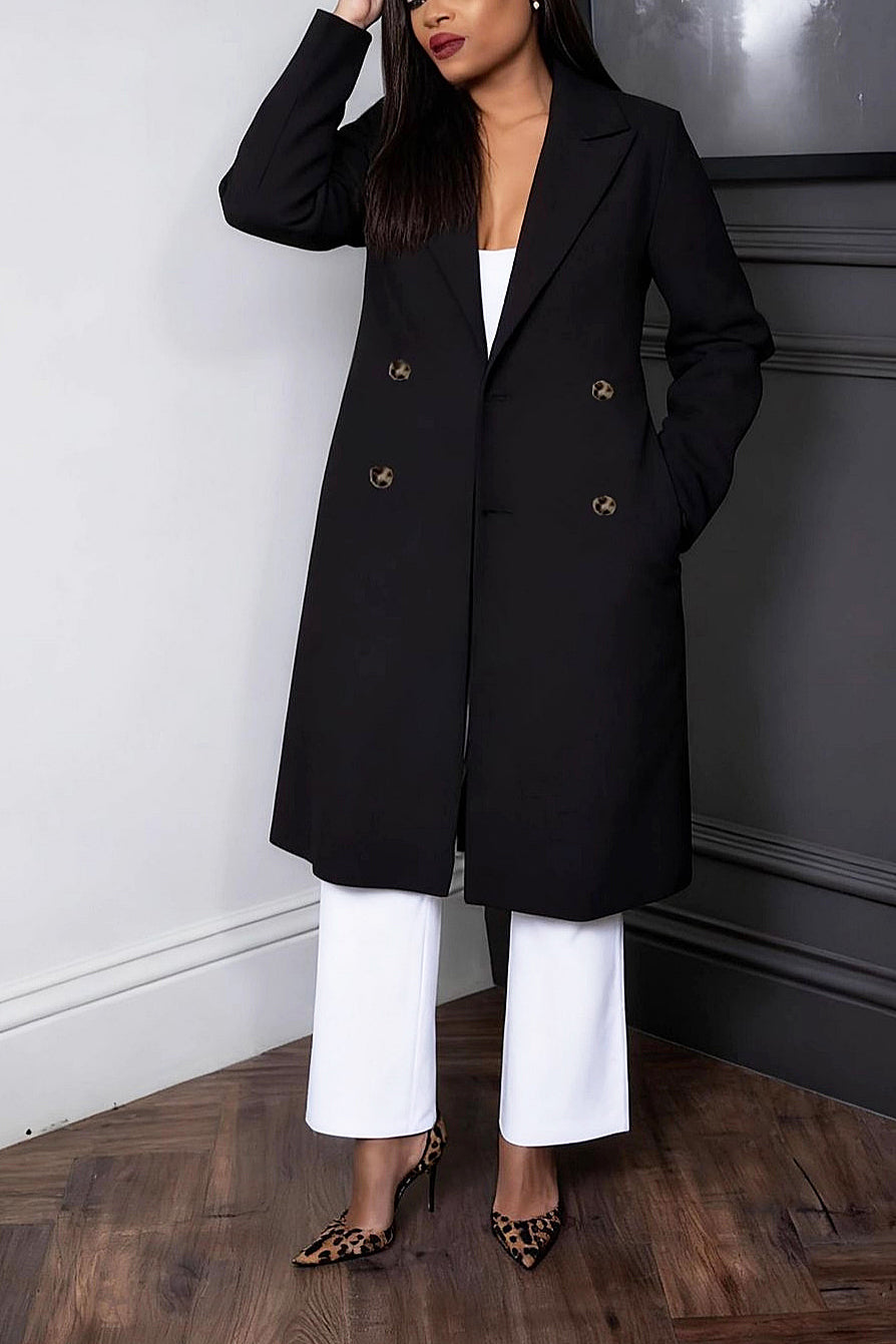 Casual Double Breasted Wool Mid Length Coat*