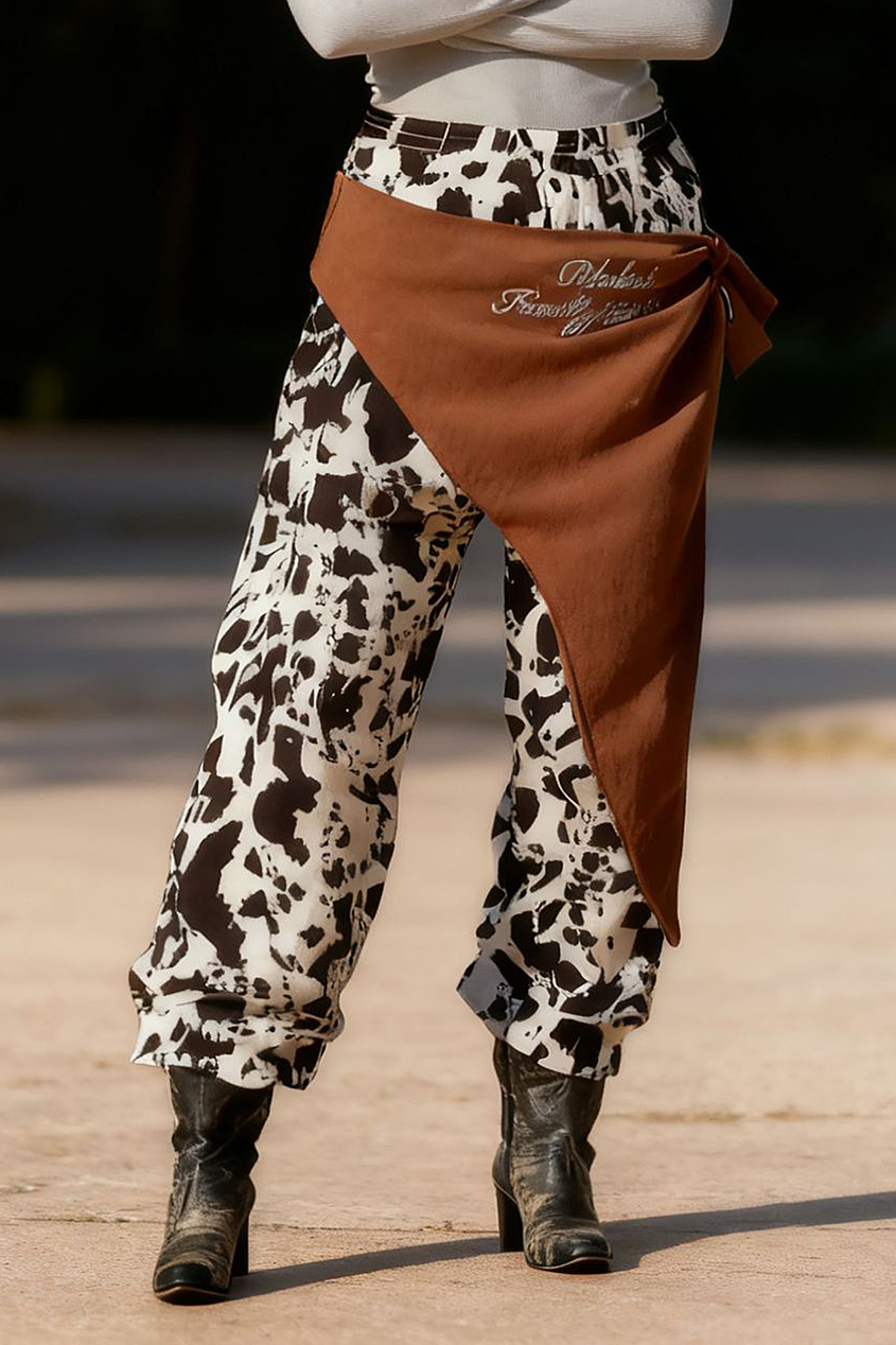 Fashionable Cow Print Waist Pants*
