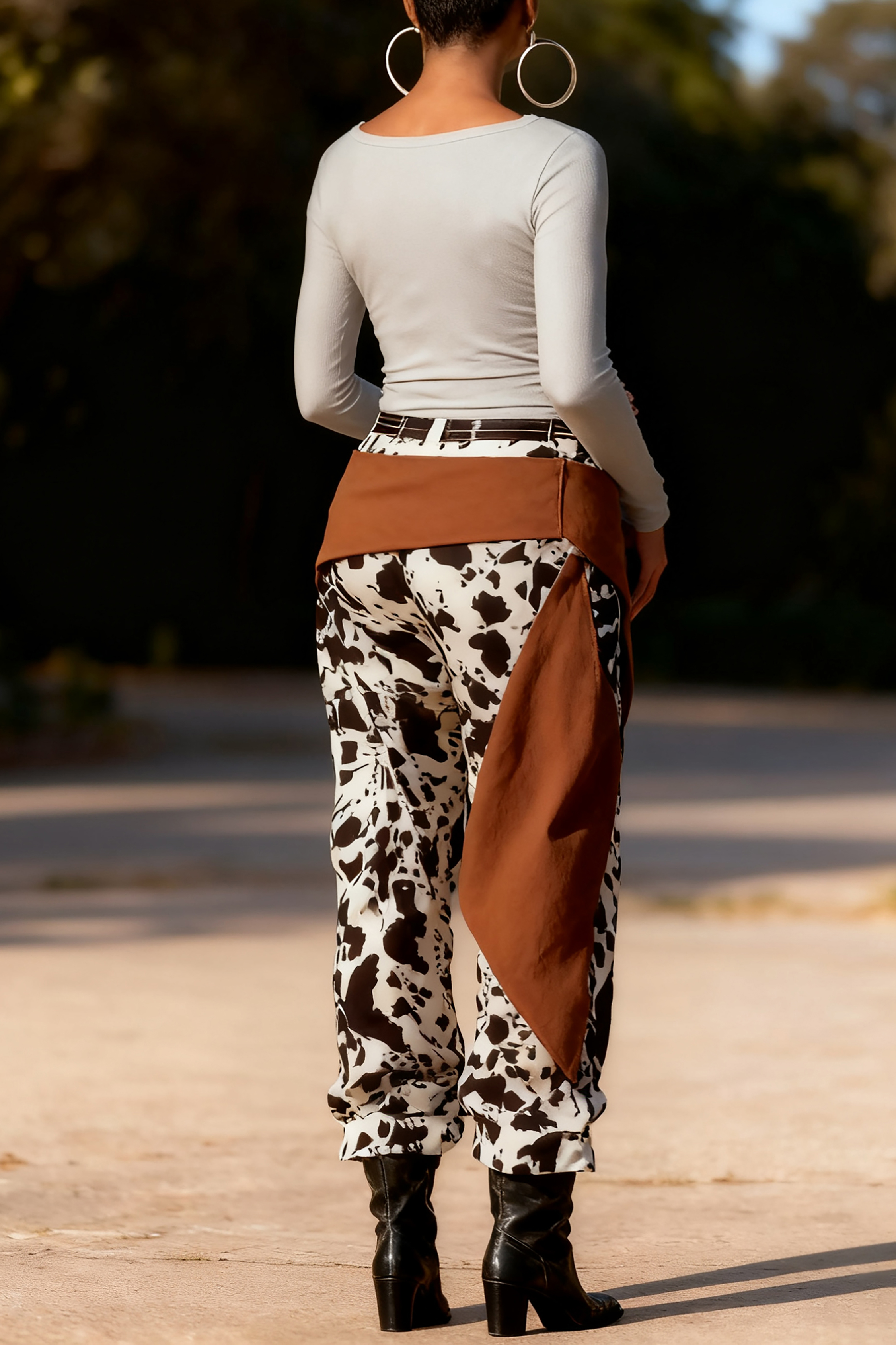 Fashionable Cow Print Waist Pants*