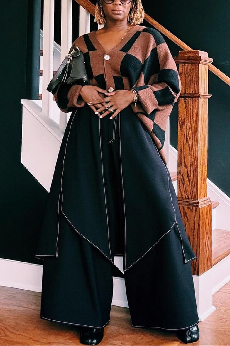 Fashionable Dark Style Irregular Layered Skirt Pants*