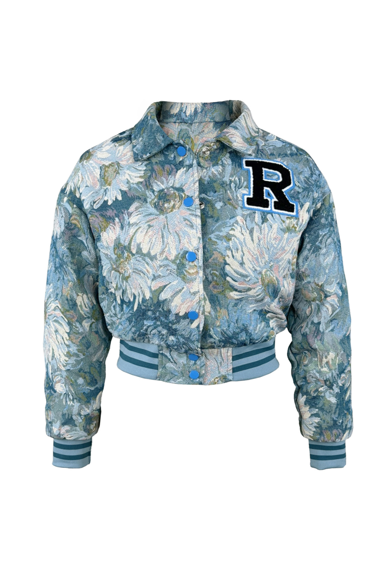 Casual Printed Letter Short Baseball Jacket*
