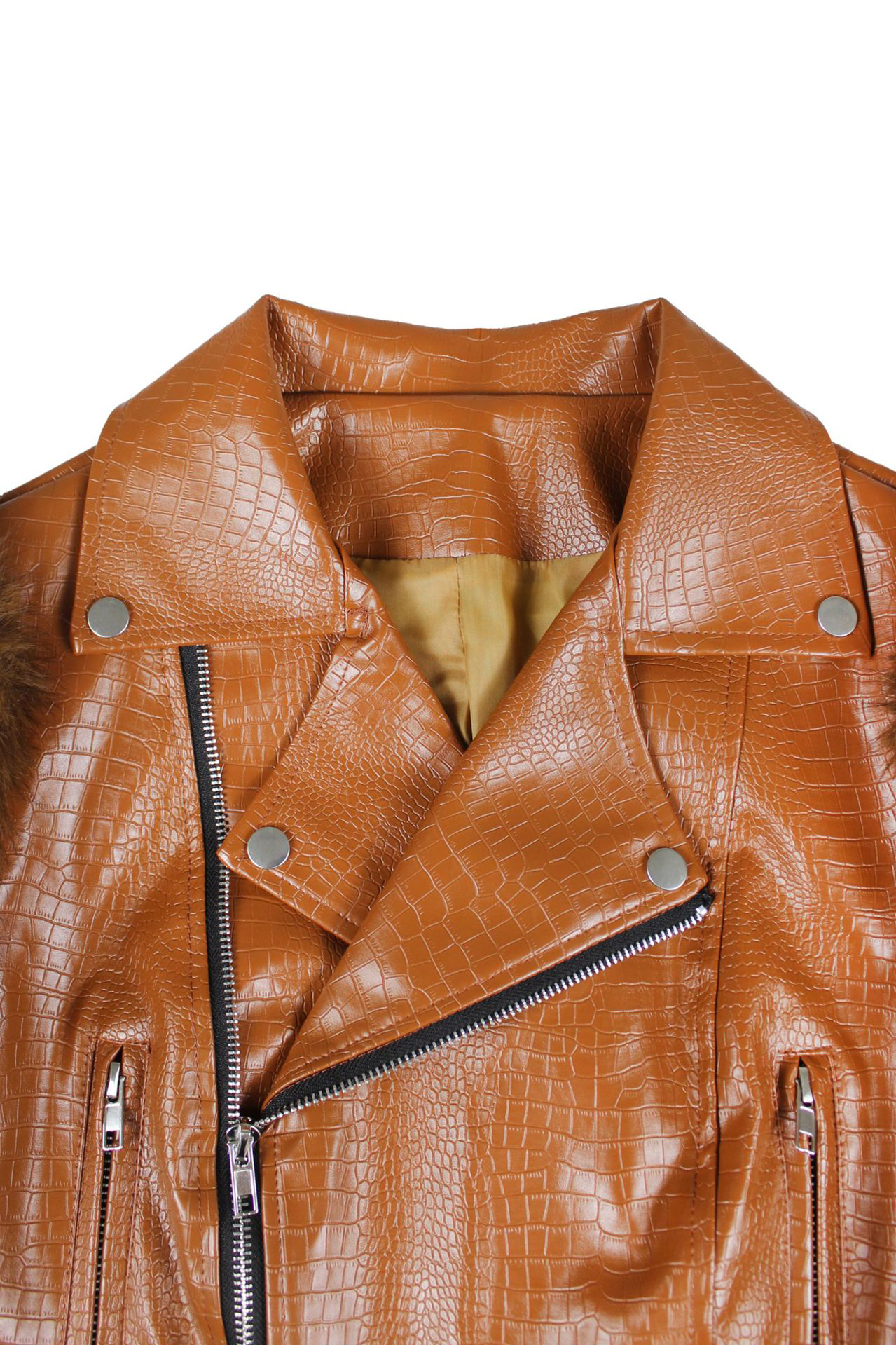 Street Style Patchwork Fur Motorcycle Short Jacket*