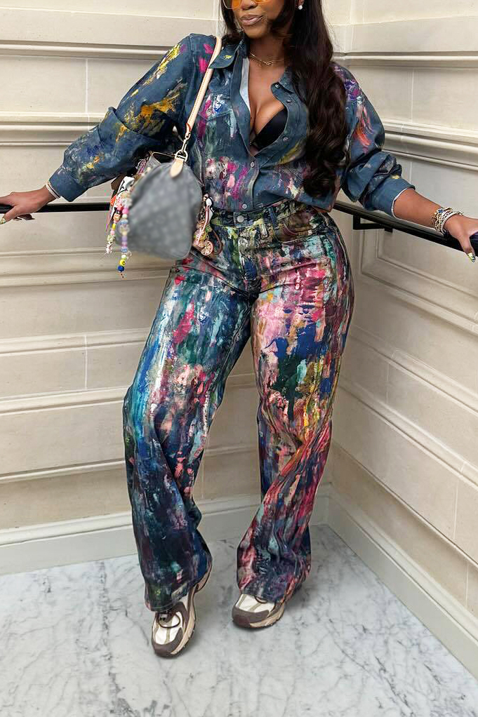 Fashionable Painted Long Sleeved Shirt*