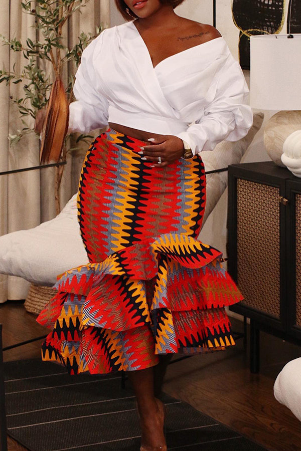 Unique Design Allover Print Skirt