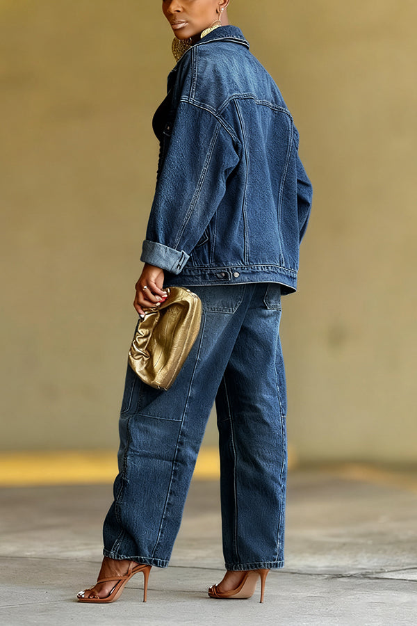 Stylish Patch Pockets Tapered Leg Jeans