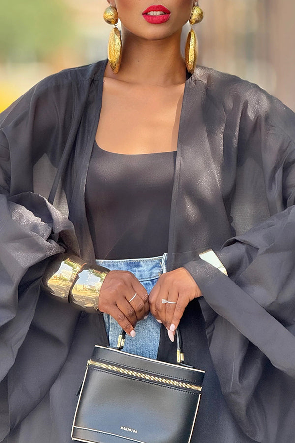 Stylish Ballon Sleeve High-low Hem Top