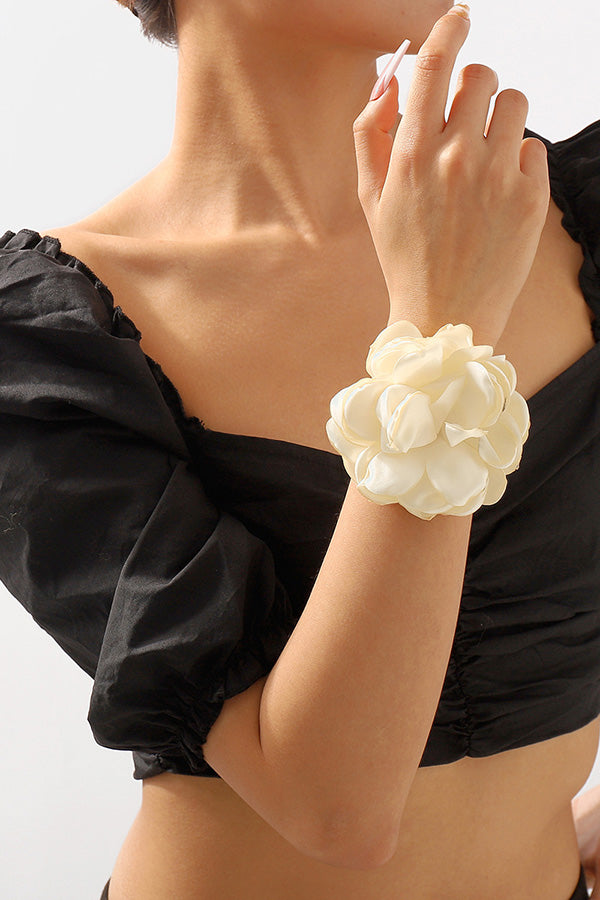 Romantic Flocking Cloth Rose Bracelet