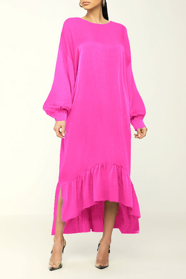 Back Neck Tie High-low Split Hem Dress