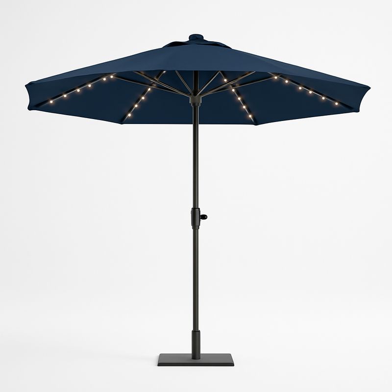 Ombrellone da Giardino Rotondo in Acciaio e Poliestere Blu con Luci LED-Nestlivi