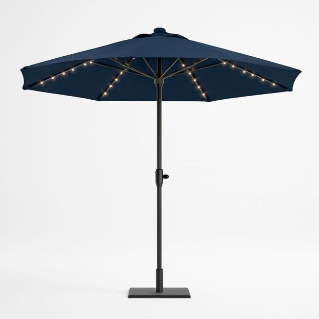 Ombrellone da Giardino Rotondo in Acciaio e Poliestere Blu con Luci LED-Nestlivi