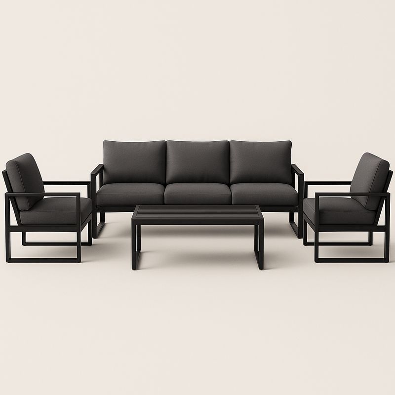 Set di mobili da giardino in metallo con cuscini in poliestere grigi-Nestlivi